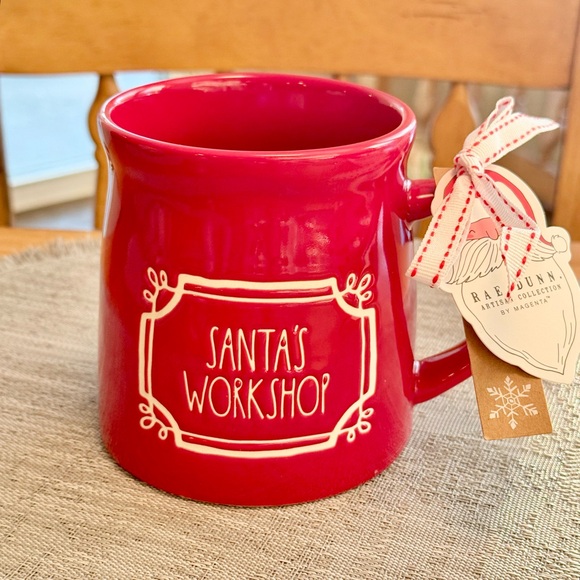 Rae Dunn SANTA’S WORKSHOP Red Ceramic Christmas Mug Different Design NEW!! - Picture 1 of 1